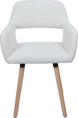 thumbnail of 6er-Set Esszimmerstuhl HWC-A50 II, Stuhl Küchenstuhl Polsterstuhl, Holz Stoff/Textil Cord (400g/m²) FSC® ~ creme-weiß