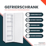thumbnail of homeX Gefrierschrank No Frost, Tiefkühlschrank groß - 204 Liter, 4-Sterne Gefrieren, Super-Frost-Funktion, FSN2041E-W