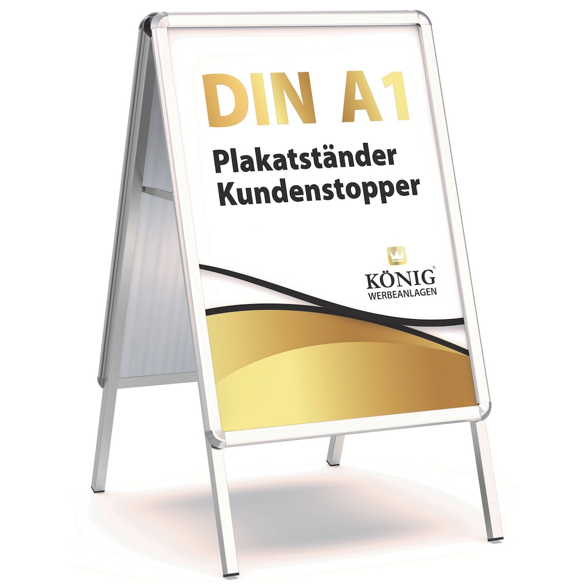 Plakatständer Keitum DIN A1 silber | beidseitig für 2 Plakate | Rückwand aus verzinktem Stahlblech | wetterfest | Kundenstopper | Dreifke®