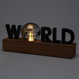 thumbnail of WellHome - Luminária LED Texto ''Mundo'' - Decoração Moderna em MDF e Ferro 38x8x15cm