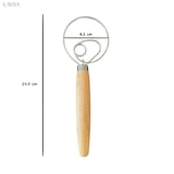 thumbnail of Batedor dinamarquês – Aros de aço inoxidável e cabo de madeira ergonômico | Perfeito para massas de pão, bolo e pizza | Robusto e durável