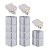 thumbnail of PROREGAL SuperSparSet 10x Eurobox NextGen Economy mit Scharnierdeckel & gelben Verschlüssen, Griffe zu, HxBxT 32x30x40cm, 30L, Eurobehälter, Box