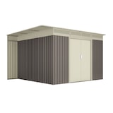 thumbnail of Hoggar - Caseta de Jardín Metálica Orebro 8,96m2 - 269x333x189cm - Leñero Lateral - Respiraderos - Techo Inclinado - Cobertizo Metal Almacenaje