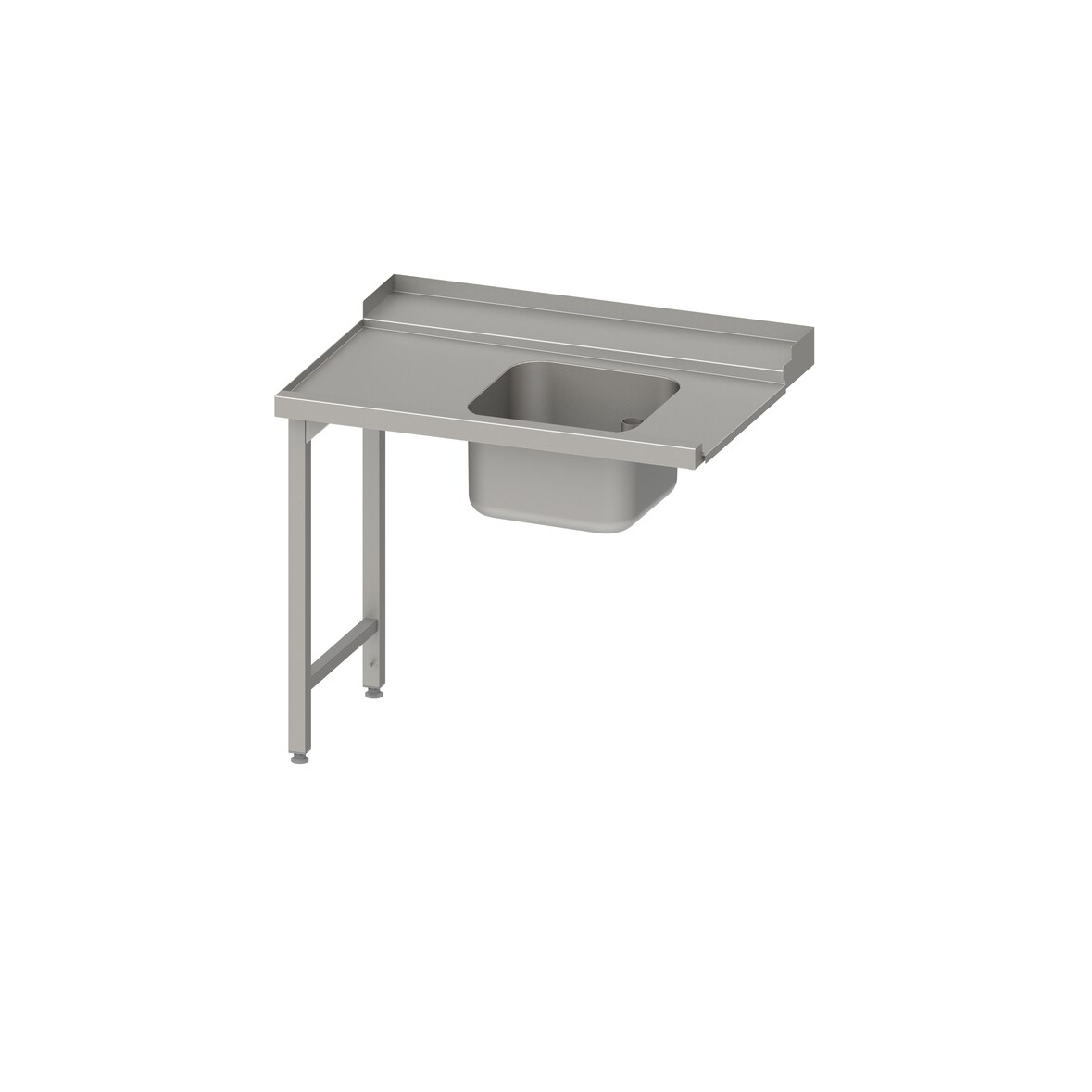 Stalgast Edelstahl Zulauftisch, Korbführung mit Gefälle, auf zwei Beinen, ein Becken 900x750x880 mm, Anbauseite links, verschweißt