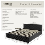 thumbnail of tectake Lit capitonné avec bandes LED et espace de rangement - 180 x 200 cm Aspect velours noir