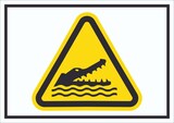 thumbnail of Schild Warnung Krokodil Symbol A3 Rückseite selbstklebend