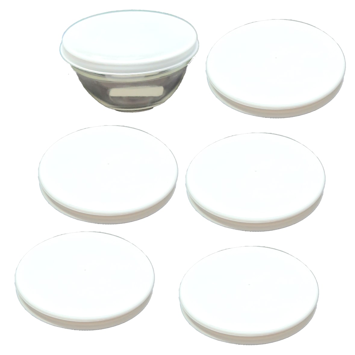 3 Stück Deckel Ø 17,5 cm in weiß passend für Ø 17 cm Melamin- Salat- und Glasschüssel