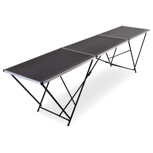 Tapeziertisch, klappbar, 1-teilig, Alu, 300 x 60 x 77 cm, Zentimeter-Skala bis 290 cm, multifunktionaler, klappbar, bis 30 kg belastbar, Raburg Stan