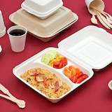 thumbnail of Bakjes "L" 3 Compart. Bionic' 25X25X7,5 Cm Wit bagasse (250 stuks)