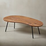 thumbnail of Design Couchtisch WL5.617 122x36x63 cm Sheesham mit Metallbeinen Schwarz, Nierentisch Massivholz, Holztisch Tischbeine Metall, Cooler