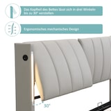 thumbnail of Multifunktionsbett 140x200 mit USB, LED-Beleuchtung, verstellbarem Kopfteil und wasserdichtem Material mit intelligenter Steuerung Grau