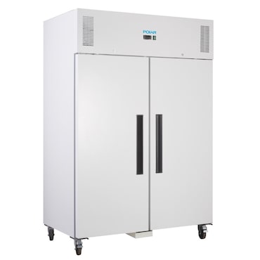 Frigorífico profissional de 2 portas, branco, refrigeração por ar, GN2/1, 200 x 134 x 81,5 cm, com fechadura, 1200L, Polar Série G CC663