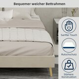 thumbnail of Polsterbett 140x200 cm aus hochwertigem Hollandaline, stabiles Bettgestell mit Rippenkonstruktion und modernem Design, Beige