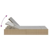 thumbnail of vidaXL Ligbed 2-persoons met kussens poly rattan beige