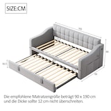 thumbnail of Ausziehbares Schlafsofa 90/180x190 cm mit Samtbezug, USB-Ports, Stauraum, hydraulisch, komfortables Polsterbett, modernes Design Hellgrau
