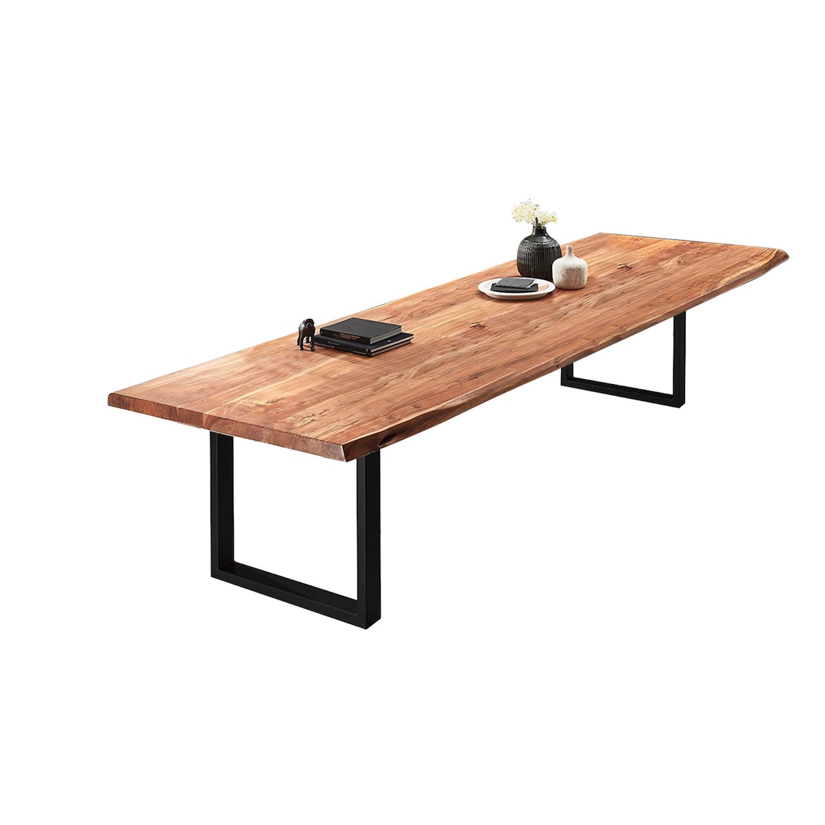 SAM® Esstisch Baumkante massiv Akazie natur 300 x 110 schwarz VALIN