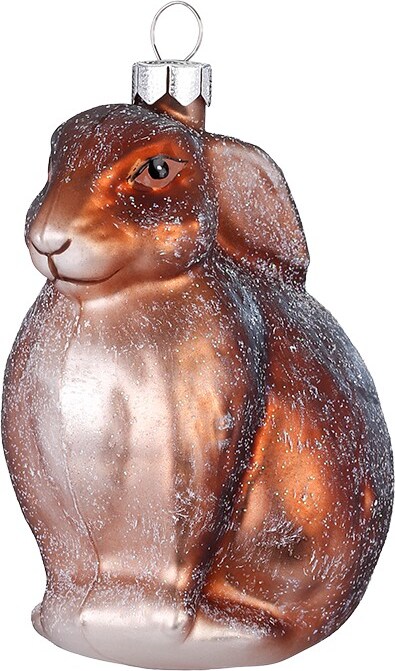 Weihnachtshase 9cm Glas Dekofigur Christbaumschmuck Weihnachtsbaumschmuck braun