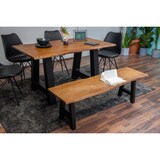 thumbnail of Sitzbank Baumkante 200 cm nussbaum massiv Akazie A-Gestell schwarz