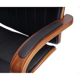 thumbnail of Sedia da ufficio HWC-H39, sedia da scrivania girevole sedia executive, ecopelle effetto legno di noce certificata FSC® ~ nero