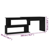 thumbnail of Bureau d'angle Noir 200x50x76 cm Bois d’ingénierie Modèle Nova Scandinave