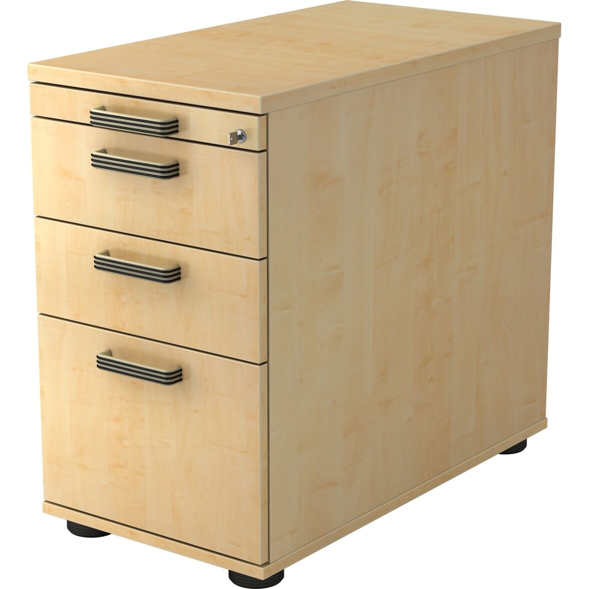 Standcontainer 80cm 2 Schub 1 Hängeregistratur Schloss Streifengriff Ahorn