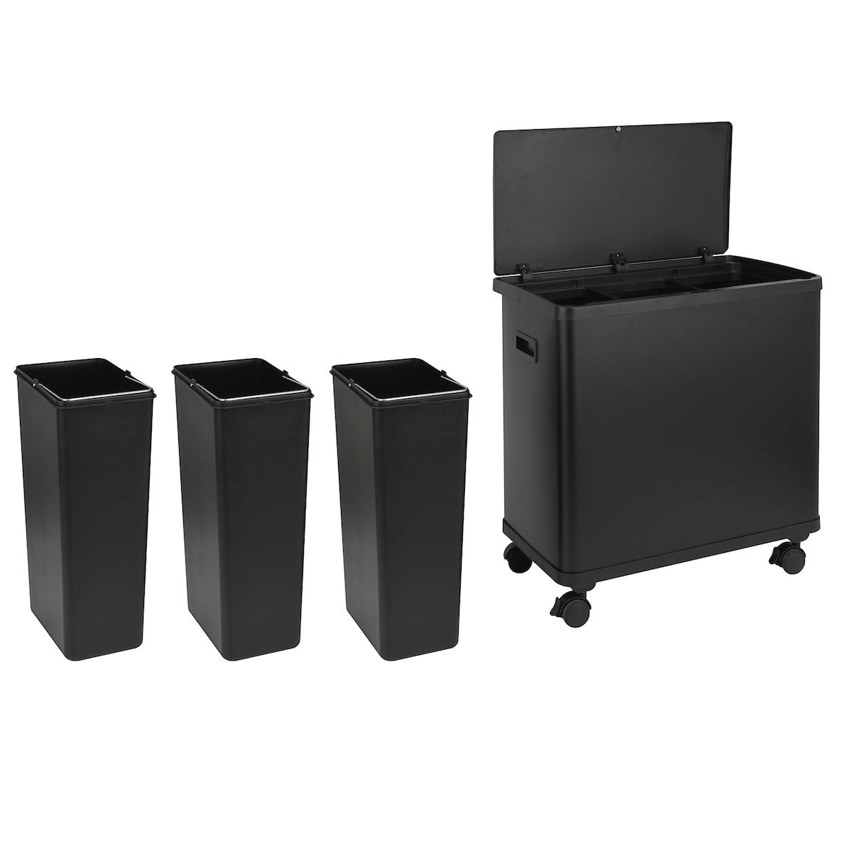 SVITA SR3X18 54L Afvalbak met sensorbediening 3 compartimenten recyclingsysteem staal zwart