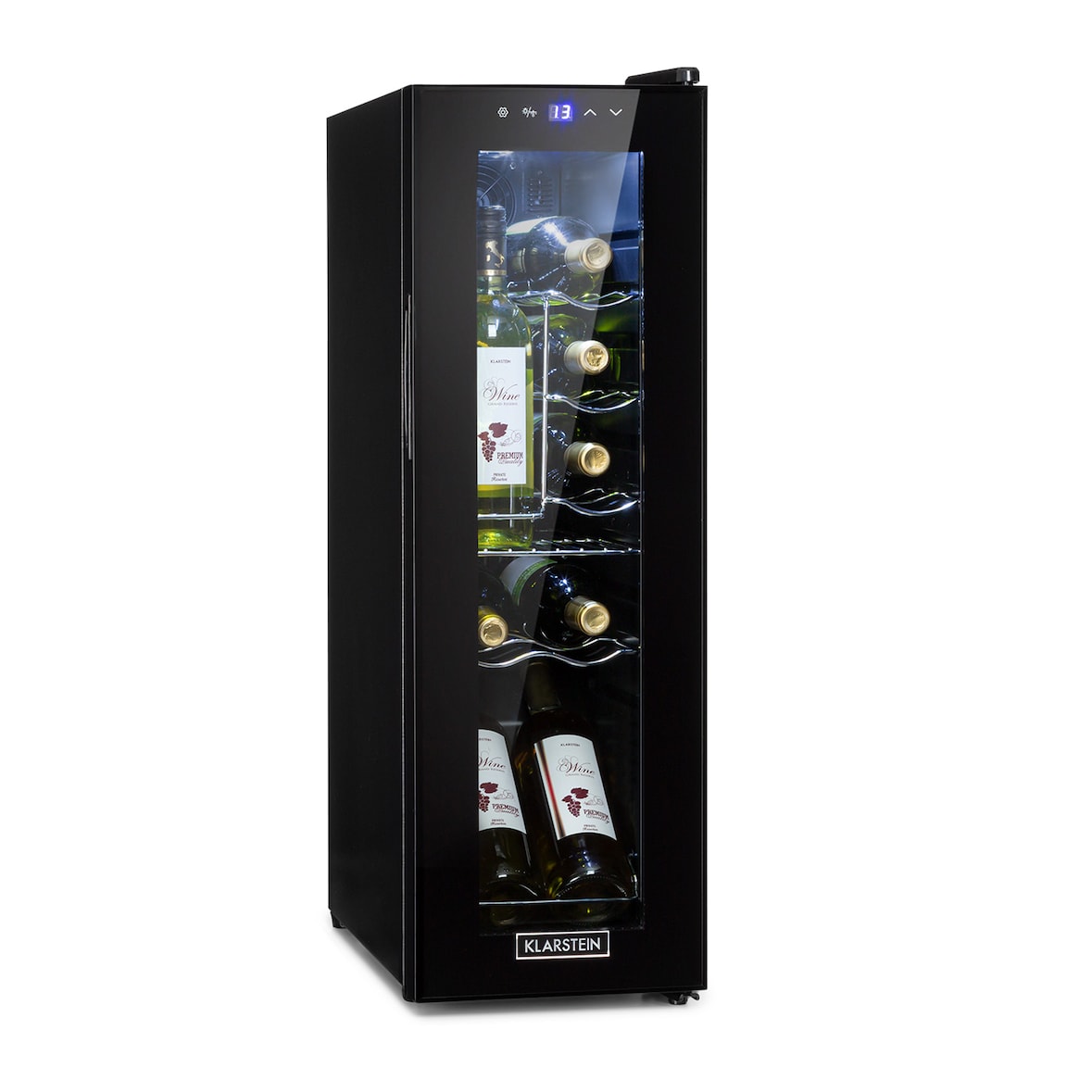 Klarstein Shiraz 12 Slim Uno Weinkühlschrank 32l/12Fl.Touch 85 W 5-18 °C LED Schwarz
