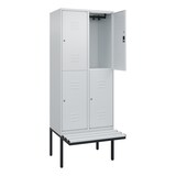 thumbnail of C+P Spind Classic PLUS, Kunststoff schwebende Sitzbank, 4 Abteile, HxBxT 212x80x82cm, Zylinderschloss, Hellgrau/Hellgrau von PROREGAL