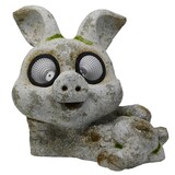 thumbnail of Gartenfigur groß Schwein 2 LEDs Solar Steinoptik Keramik H 26 cm
