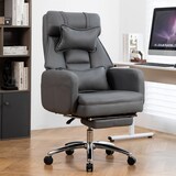 thumbnail of Bürostuhl ergonomisch drehbar mit Fußstütze Dunkelgrau 118x69x78 cm verstellbare Rückenlehne bis 155 Grad Lendenstütze Kopfstütze