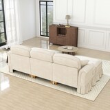 thumbnail of U-förmiges Cloud-Sofa 140x272x93 cm aus Chenille mit Rüschenverzierung und Hocker – Flexibel, modern und komfortabel