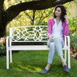 thumbnail of Relaxdays Gartenbank, nostalgisch, 2 Sitzer, wetterfest, Gusseisen & Stahl, Premium Sitzbank, HBT: 78x124,5x58 cm, weiß