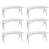 thumbnail of Pack 6 Mesas Plegables 180cm Blancas. Lote Profesional Mesa Maleta Rectangular. Acero y HDPE Alta Resistencia