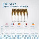 thumbnail of 20 Mini Glasflaschen 40 ml mit Goldverschluss & Box, Ideal für Geschenke, Hochzeit, Likör, Saucen