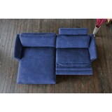 thumbnail of KAWOLA Sofa MALTA Ecksofa Stoff blau mit motorischer Relaxfunktion Recamiere links