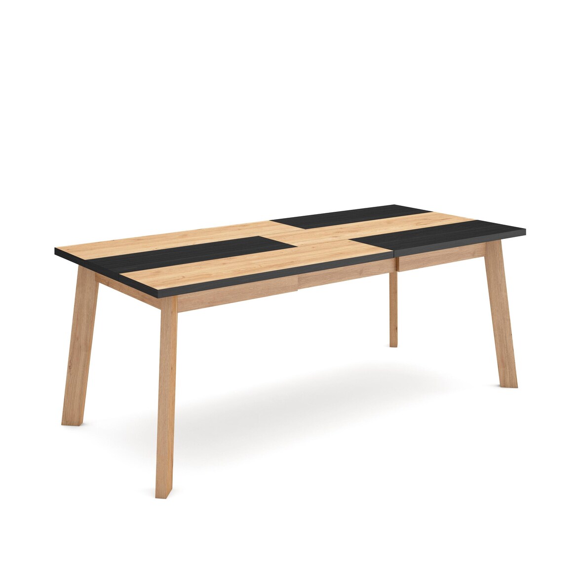 Tavolo da Pranzo, Cucina, Sala da pranzo, 194x90x75cm, Per 10 persone, Gambe in legno, Stile moderno, Rovere e nero - 403_6