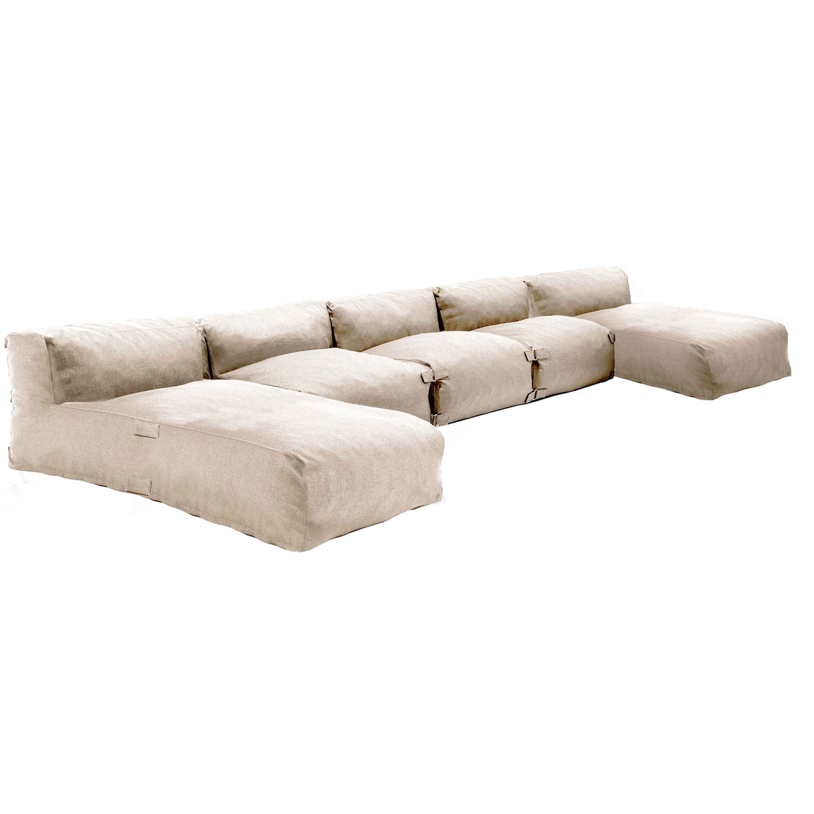 Conjunto de jardín modular 5 plazas con chaise longue beige