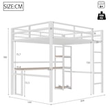 thumbnail of Hochbett 140x200 cm aus Eisenrahmen mit Schreibtisch und Steckdose – funktionales Design und hohe Sicherheit Weiß