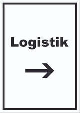 thumbnail of Logistik Schild mit Text und Richtungspfeil rechts Transport Versand hochkant A3 Rückseite selbstklebend