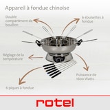 thumbnail of Appareil à fondue chinoise 2 compartiments avec fourchettes et passoires Rotel