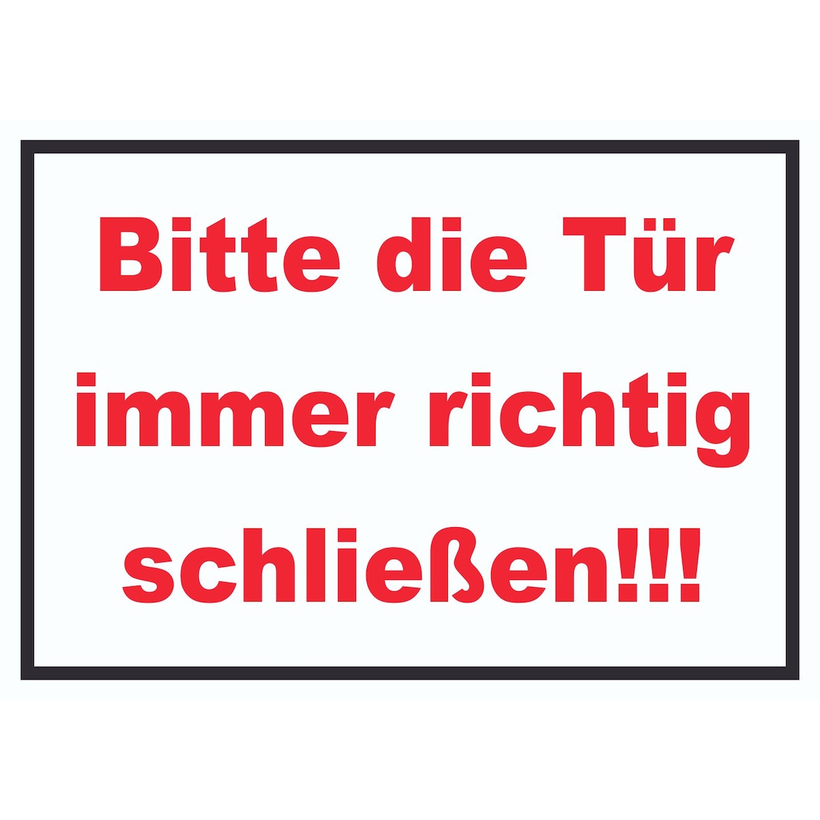 Schild Bitte die Tür immer richtig rot-weiss-schwarz A2 (420x594mm)