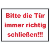 thumbnail of Schild Bitte die Tür immer richtig rot-weiss-schwarz A2 (420x594mm)