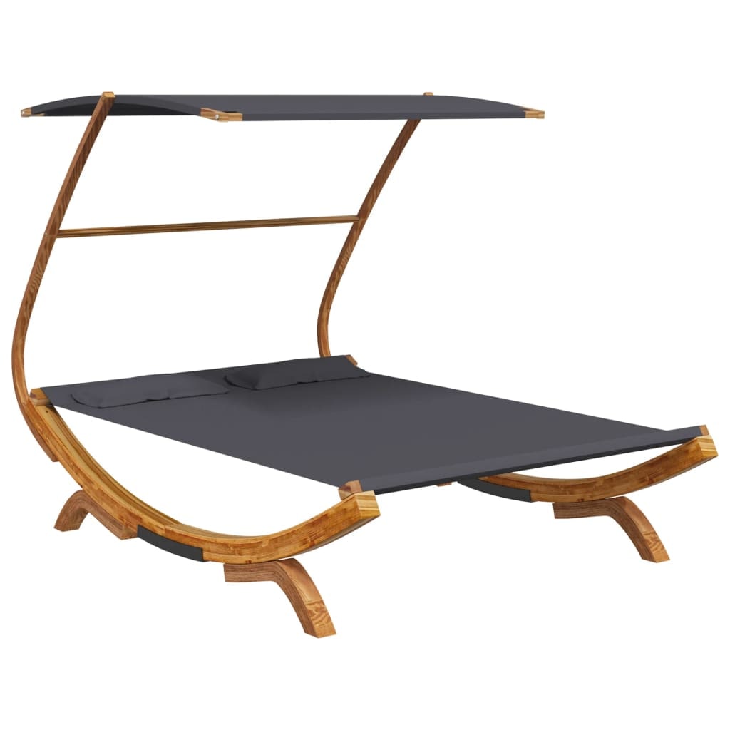 vidaXL Loungebett mit Dach 165x203x138 cm Bugholz Massiv Anthrazit