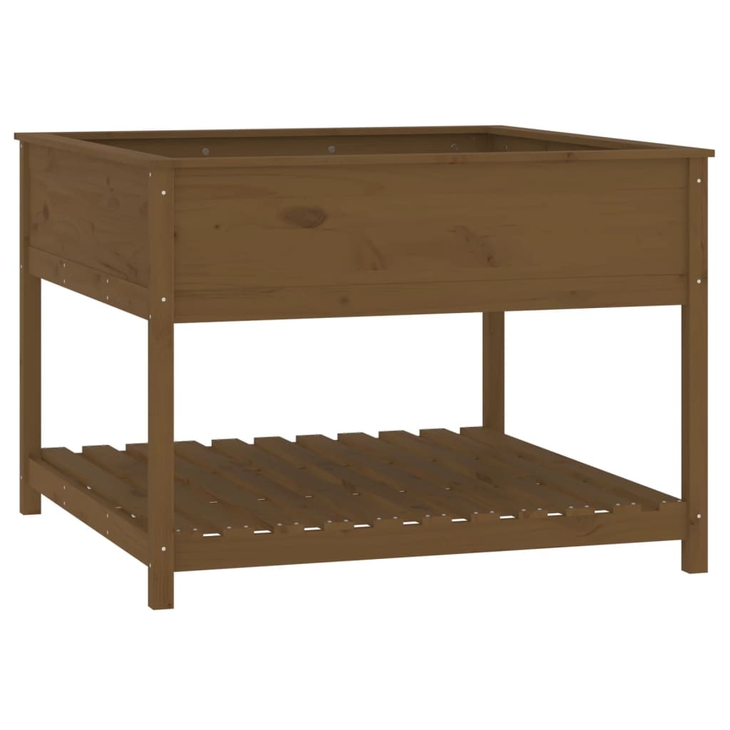 Helloshop26 - Hochbeet für Pflanzen Blumen Terrasse Garten und Regal 111,5 x 111,5 x 81 cm braunes Kiefernholz 02_0038612