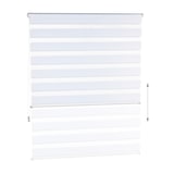 thumbnail of Relaxdays Doppelrollo Klemmfix ohne bohren, Seitenzugrollo mit Streifen, Duo-Rollo für Fenster, Stoff 106x156 cm, weiß