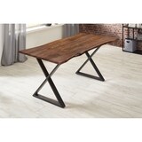 thumbnail of Esstisch Baumkante Akazie nussbaumfarben 260 x 100 cm geschlossenes X-Gestell schwarz KASIMIR
