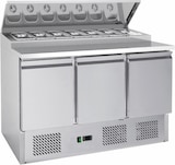 thumbnail of Gastro Kühltisch Pizzakühltisch Edelstahl | Kühlaufsatz für GN1/3 | 333 L | 3 Türen | Kühltheke Profi