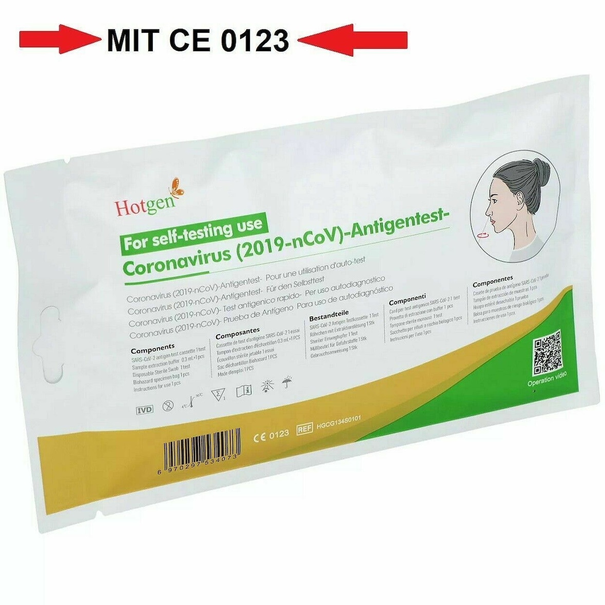 400 x Hotgen Antigen-Selbsttest CE-Zertifikat Corona | VPE 1 Softpack