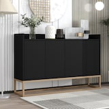 thumbnail of Merax Modernes Sideboard im minimalistischen Stil 4-türiger griffloser Buffetschrank für Esszimmer, Wohnzimmer, Küche Schwarz