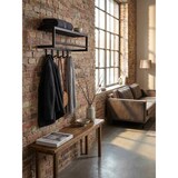 thumbnail of Wandgarderobe aus lackiertem Stahl, Schwarz, 5 Haken, Kleiderstange. 70x20x20 cm | Kadima Design